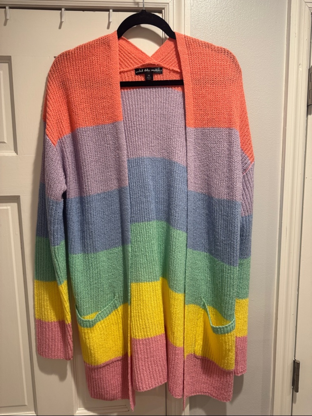 wild fable Coral Lavender Blue Mint Yellow Pink Striped Open Cardigan